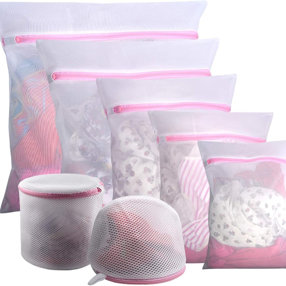GOGOODA 7Pcs Mesh Laundry Bags for Delicates with Premium Zipper, Travel Storage Organize Bag, Clothing Washing Bags for Laundry, Blouse, Bra, Hosiery, Stocking, Underwear, Lingerie
